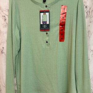 G.H. Bass & Co. Women’s Long Sleeve Henley in Mint Green